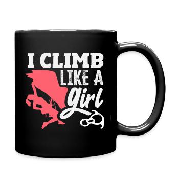 I Climb Like A Girl Saying Design - Full Colour Mug - black - Right