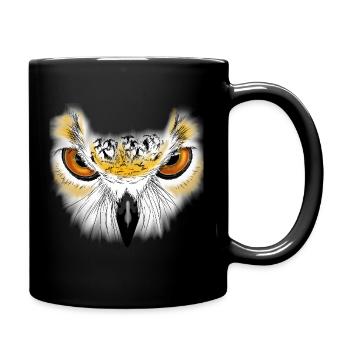 Eulenblick Goldaugen - Tasse einfarbig - Schwarz - Rechts