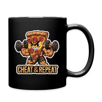 Lustig Pizza Fitness Gym Männer Bodybuilding - Tasse einfarbig - Schwarz - Rechts