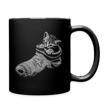 Katzenbaby - Tasse einfarbig - Schwarz - Rechts