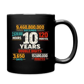 10 Jahre Double Digits Geburtstag Retro Design - Tasse einfarbig - Schwarz - Rechts