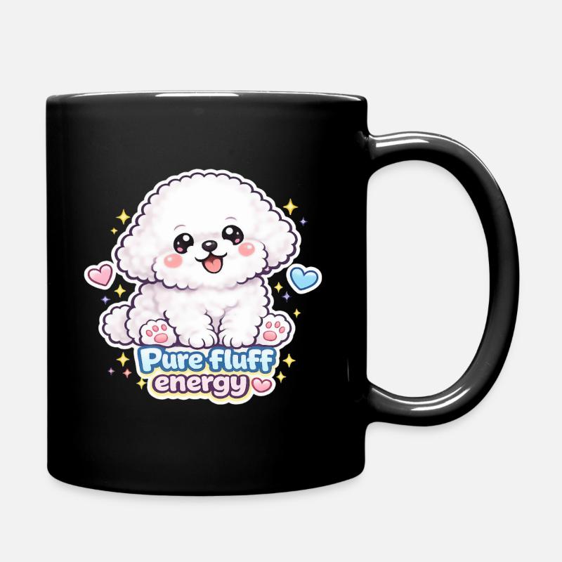 Cuddly Pure Fluff Energy Design - cute dog - Full Colour Mug - black