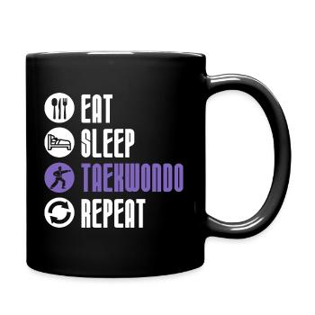 Eat Sleep Taekwondo Repeat Funny Martial Arts - Full Colour Mug - black - Right