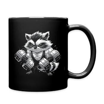 Trash Panda Gains Funny Raccoon Bodybuilder - Full Colour Mug - black - Right