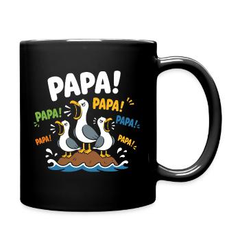 Papas Möwen auf einer bunten Insel - Tasse einfarbig - Schwarz - Rechts