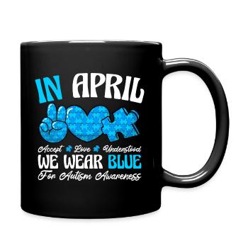 Autismus Puzzle Blau Autistische Kinder - Tasse einfarbig - Schwarz - Rechts