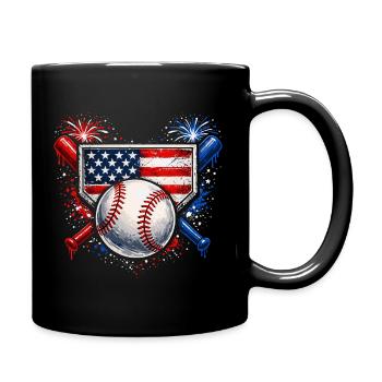 American Baseball USA Vintage-Flagge - Tasse einfarbig - Schwarz - Rechts