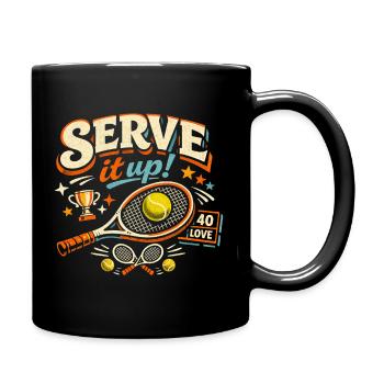 Tennis Serve It Up Retro Motiv - Tasse einfarbig - Schwarz - Rechts