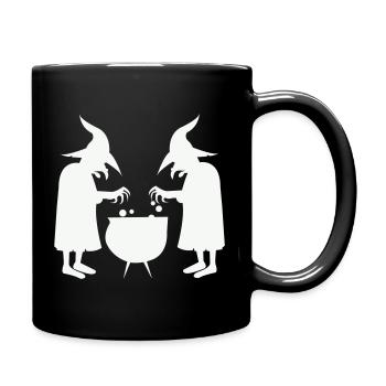 Witches stirring magic potions - Full Colour Mug - black - Right