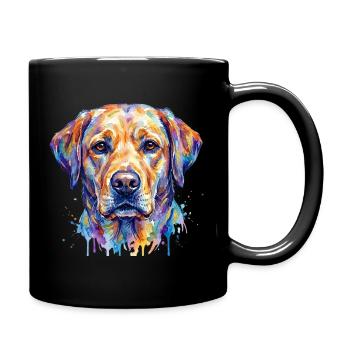 Colorful Dog Watercolor Portrait - Full Colour Mug - black - Right