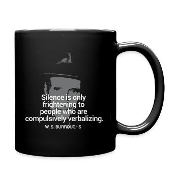 WS Burroughs quote on Silence - Full Colour Mug - black - Right