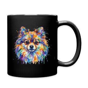 Watercolor Pom Portrait - Full Colour Mug - black - Right