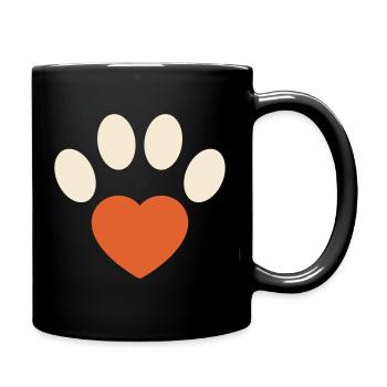 Hundepfote Herz - Hundeliebe Hundemama Geschenk - Tasse einfarbig - Schwarz - Rechts
