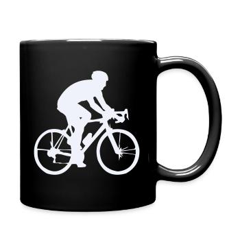 Radfahrer-Silhouette im Flow - Tasse einfarbig - Schwarz - Rechts