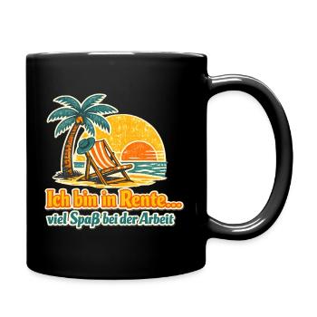 Rente am Strand Spruch - Tasse einfarbig - Schwarz - Rechts