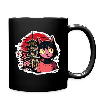 Cherry Kat und Pagodetraum - Tasse einfarbig - Schwarz - Rechts