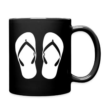 Flipflops_weiss_Sommer_Strand_Urlaub_Geschenk - Full Colour Mug - black - Right