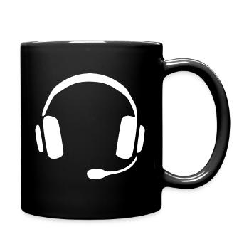 Kopfhörer Headset Geschenk  - Tasse einfarbig - Schwarz - Rechts