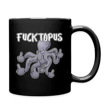 Fucktopuss – Cheeky Octopus Cartoon - Full Colour Mug - black - Right