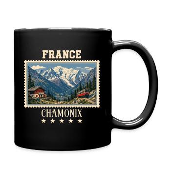 Frankreich Chamonix Vintage Reisemarke - Tasse einfarbig - Schwarz - Rechts