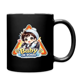 Baby On Board Cartoon Sign - Tasse einfarbig - Schwarz - Rechts