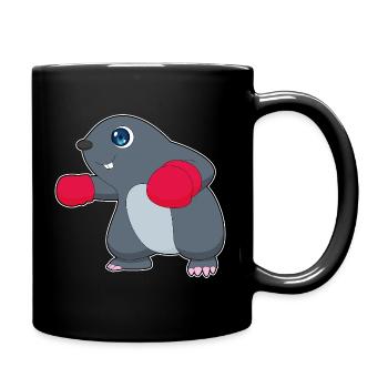 Maulwurf Boxer Boxhandschuhe Boxen - Tasse einfarbig - Schwarz - Rechts