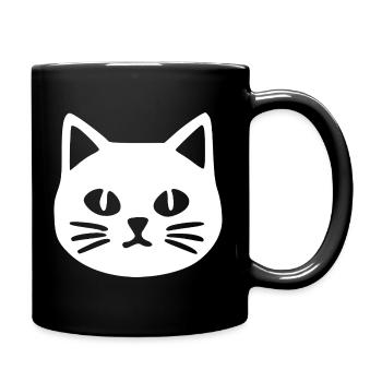 Katzengesicht Katze - Tasse einfarbig - Schwarz - Rechts