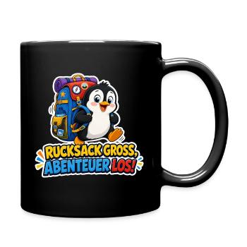 Pinguin Rucksack groß Abenteuer los Reise Humor - Tasse einfarbig - Schwarz - Rechts