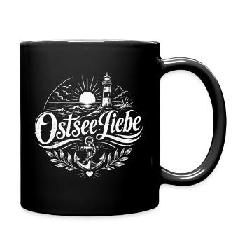 OstseeLiebe Leuchtturm Anker - Tasse einfarbig - Schwarz - Rechts