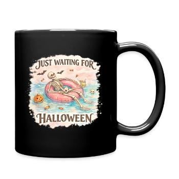 Attendant l’anticipation du squelette d’Halloween - Mug uni - noir - Droite