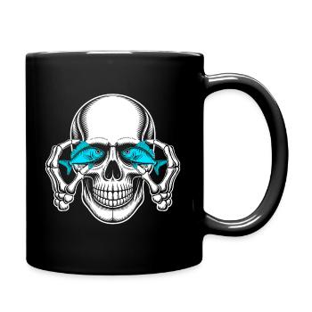 Skull with blue fish eyes - Full Colour Mug - black - Right
