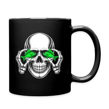 Crâne aux yeux de poisson verts - Mug uni - noir - Droite