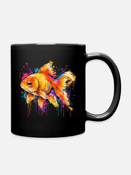 Bunter Goldfisch im Graffiti Style - Tasse einfarbig - Schwarz