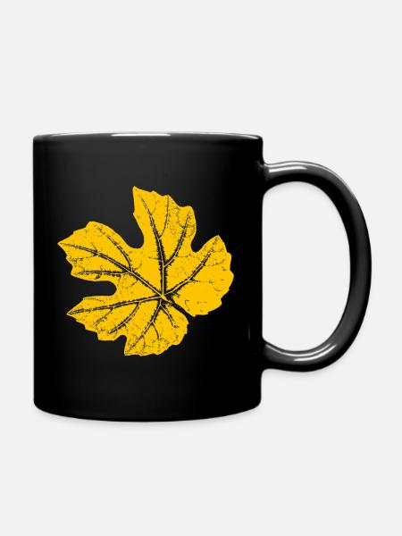 Weinblatt / Blatt Weinrebe - Botanisch - Tasse einfarbig - Schwarz