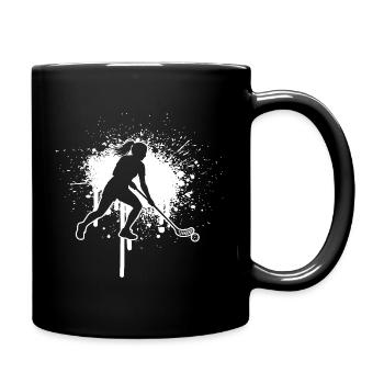 Unihockey Geschenkidee für eine Unihockeyspielerin - Tasse einfarbig - Schwarz - Rechts