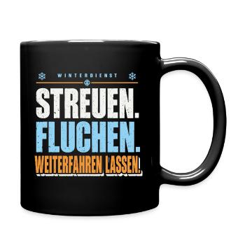 Winterdienst Streuen Fluchen - Tasse einfarbig - Schwarz - Rechts