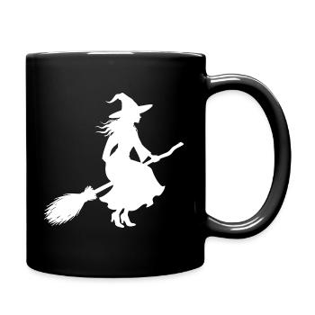 Halloween Hexe Silhouette weiß Halloween T-shirt  - Tasse einfarbig - Schwarz - Rechts