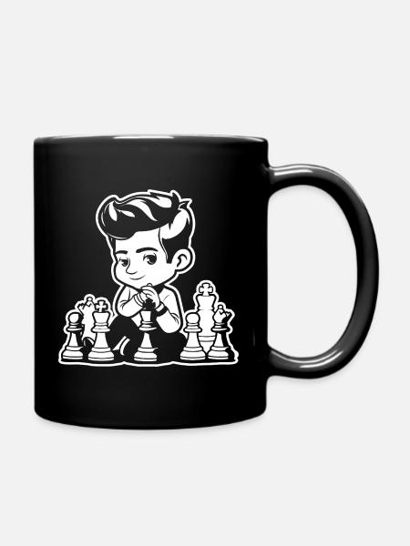 Schachjunge Comic - Tasse einfarbig - Schwarz