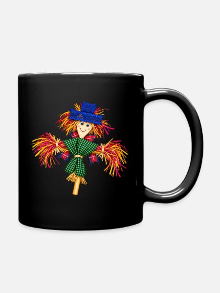 Buntes Stroh-Vogelscheuchen-Patchwork - Tasse einfarbig - Schwarz