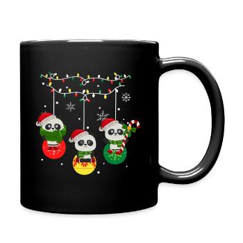 Panda Weihnachten - Tasse einfarbig - Schwarz - Rechts