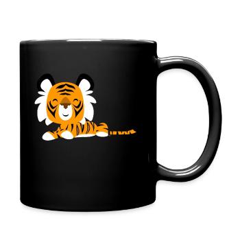 Cute Cartoon Friendly Tiger by Cheerful Madness!! - Full Colour Mug - black - Right