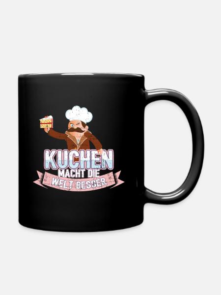Kuchen macht die Welt besser Geschenk - Tasse einfarbig - Schwarz