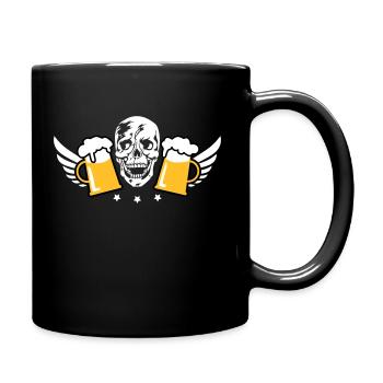 80 Totenkopf Skull 2 Mass Bier Flügel Beer Wings - Tasse einfarbig - Schwarz - Rechts