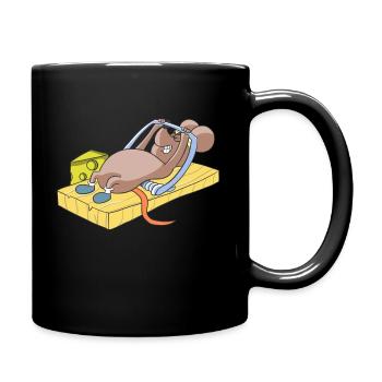 Fitness mouse in mousetrap with cheese workout sport - Full Colour Mug - black - Right