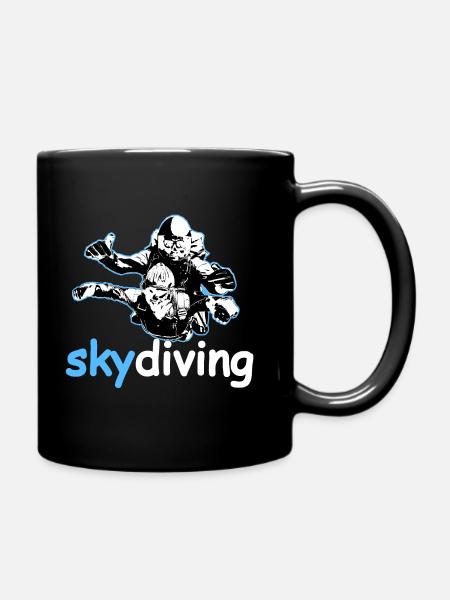 Skydiving tandem parachute - Full Colour Mug - black