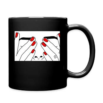 Face red nail - Tasse einfarbig - Schwarz - Rechts