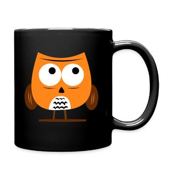 Coole Eule - Süße Grumpy Owl - Tasse einfarbig - Schwarz - Rechts