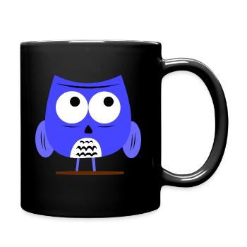 Coole Eule - Süße Grumpy Owl - Blau - Tasse einfarbig - Schwarz - Rechts