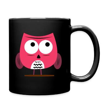 Süße Eule - Eulen Cute Owl - Pink/Lila - Tasse einfarbig - Schwarz - Rechts