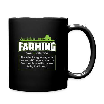 farmer farming cattle Christmas gift - Full Colour Mug - black - Right